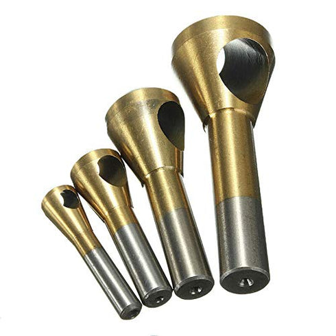 TJP 4pcs Chamfer Countersink Deburring Drill Bit, Crosshole Cutting Metal Wood Tools