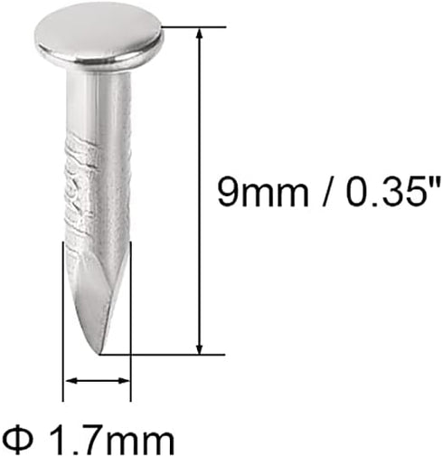 uxcell Small Tiny Hardware Nails, Carbon Steel 1.7X9mm for DIY Decorative Wooden Boxes, Silver Tone, 200pcs