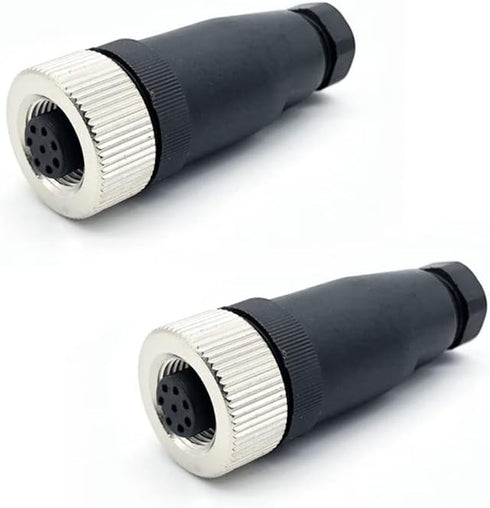 2Pcs M12 8 Pin Female Connector - 12mm Industrial Circular Connector Field Assembly Wireable Sensor IP67 A Code