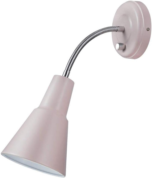 13064 1-Light 6ft Bulb Globe Electric Sophie Plug-in or Hardwire Wall Sconce, Chrome Gooseneck, Matte Rose, Clear Cord
