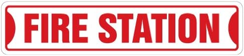 FIRE STATION Street Sign - Firefighter House Fireman Trucks Cook | Indoor/Outdoor | 36" Wide Plastic Sign