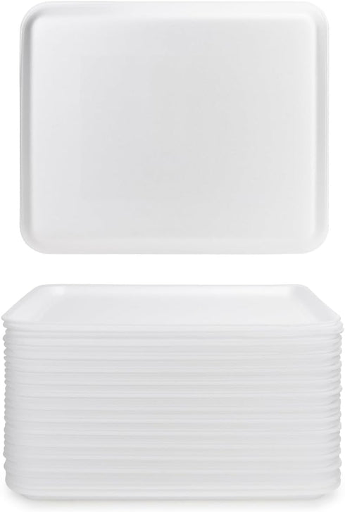Hygloss Products White Foam Meat Trays, 9x11-Inch, 25 Pieces for Crafts, Food, Painting
