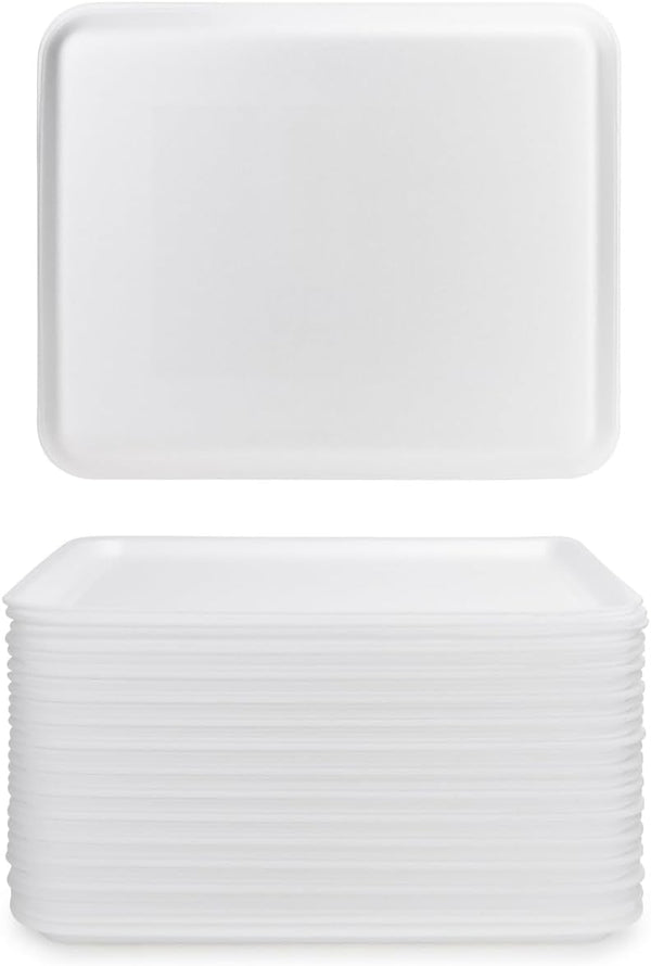 Hygloss Products White Foam Meat Trays, 9x11-Inch, 25 Pieces for Crafts, Food, Painting