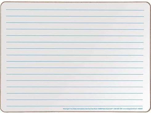 Really Good Stuff Two-Sided Intermediate Lined Write Again Dry Erase Boards for Classroom Use