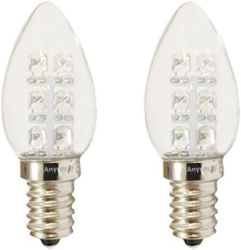 Anyray (2-Bulbs A-C7E12LWW 0.5 C7 (4W 5W 7W E12 110V 120V LED Night Light Watt Replacement) Candelabra Base Color (Warm
