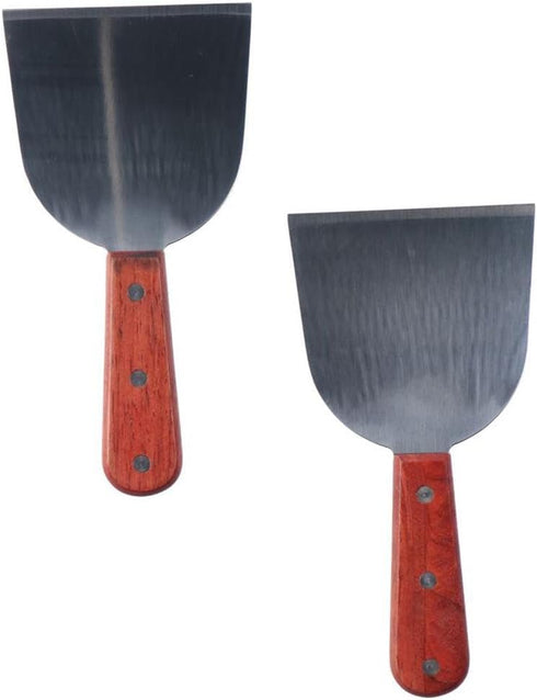 Laboratory Mixing Tool 2PCS, Stainless Steel Lab Spatula with Hardwood Handle, 4" Blade for Rolled Ice Cream