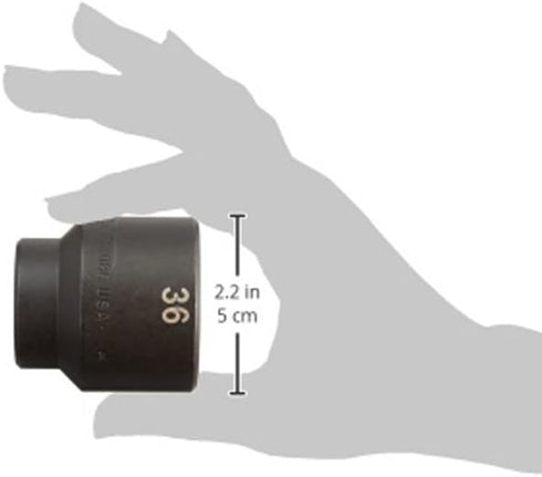 SK Tools USA 1/2" Drive Standard Impact Socket, 36MM, 6 Point | 34086