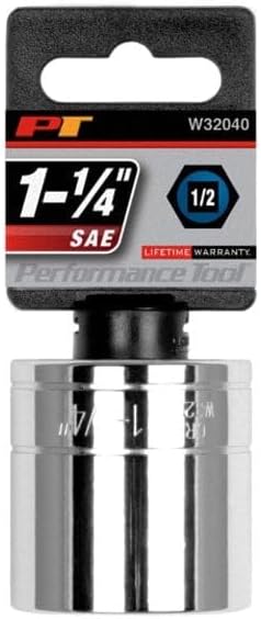 W32040 1/2-Inch 6-Point Set Performance Tool Drive Socket with Recessed Edges and Chrome Vanadium Steel Construction