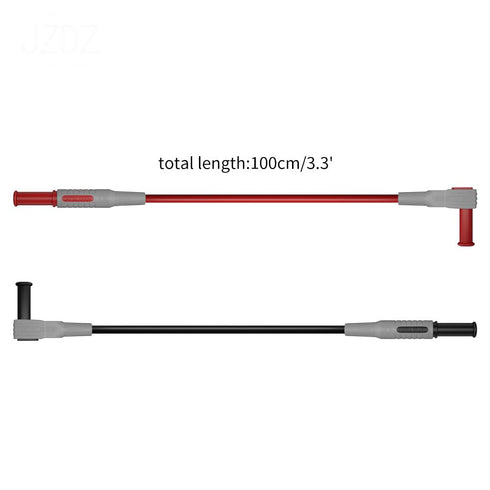 2pcs Right-Angle Banana Plug to Straight Security Banana Plug Test Lead Cable, Fully Insulated 4mm for MultiMeter,