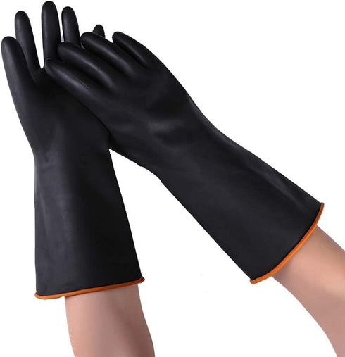 18" XL Size Latex Chemical Resistant Gloves, Reusable Heavy Duty Long Rubber Gloves Dishwashing Gloves, Industrial Safety Gloves for Men, Forearm Protection Waterproof Resist Strong Acid, Alkali, Oil