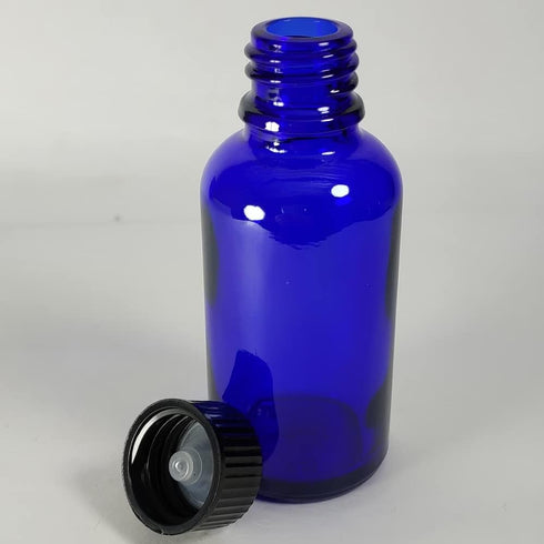 Bioll 30ml (1 oz) Glass Bottle with Lid for Essential Oil, Perfume, Aromatherapy, Lab Sample Vials - 12 Pack (Blue)