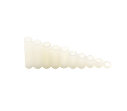 OD 5mm (0.197") ID 3.2mm (0.126") White Nylon Unthreaded Clearance Spacers Standoffs Kit for M3 Screws