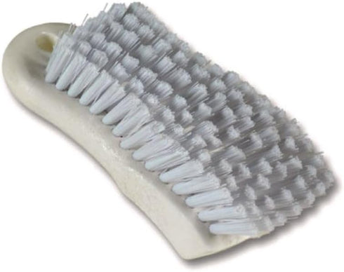 6" 6" Boardwalk Scrub Brush, White Polypropylene Bristles, Brush, Handle