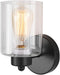 KENMI 1-Light Bathroom Black Vanity Light Matte Black Wall Sconce Vintage with Clear