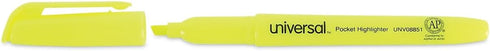 Pocket Highlighters | Fluorescent Yellow Ink, Chisel Tip, Yellow Barrel | Dozen