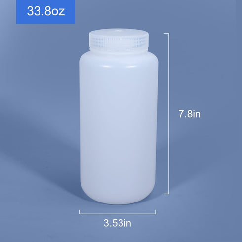 33.8 oz Wide Mouth Lab Reagent Bottle, Laboratory Grade Chemical Container, Sealed Leak-proof Translucent HDPE Bottle, Pill Bottle, Water Sample Bottle(2 Pcs) by UMETASS