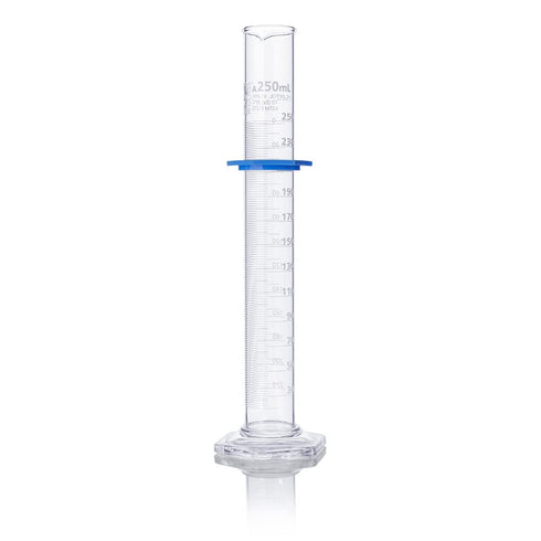 Globe Glass Graduated Cylinder, 250mL, Class A, to Deliver (TD), Dual Grads, 3.3 Borosilicate Glass, ASTM E1272