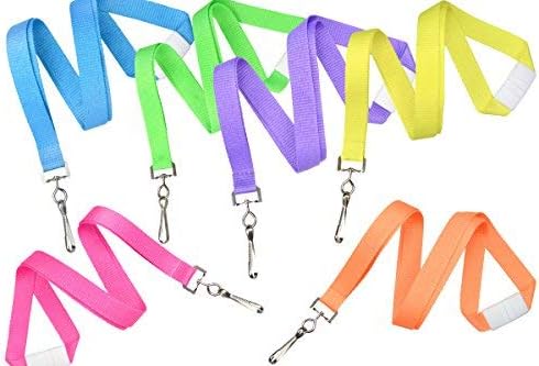 Specialist ID 6 Pack Neon Lanyards - Premium Bright Color with Single Swivel Hook & Breakaway Clasp