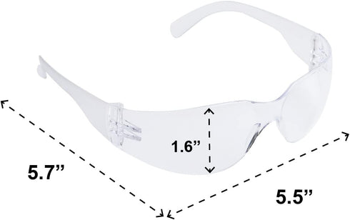 ROAR Men's Flexible Safety Glasses, Clear, 12 Pairs Per Box, ANSI Z87+ Certified, Impact Resistant