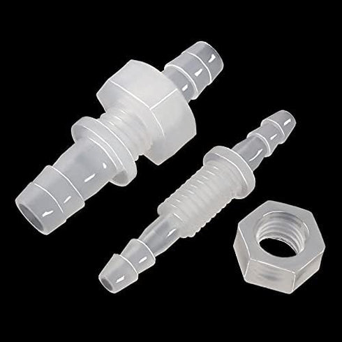 JoyTube 3/8" Hose ID Barb Thru-Bulk Bulkhead Fittings, Plastic Union Adapter with Stainless Steel Washers, Pack of 2