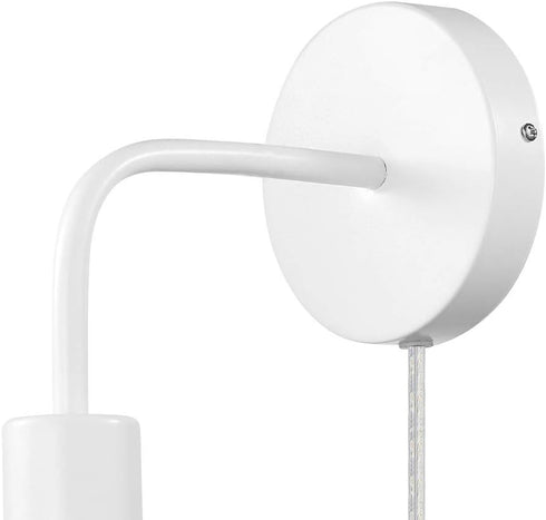 51489 1-Light 6ft Bulb GLOBE Electric Plug-in or Hardwired Wall Sconce, Matte White, Clear Cord, Inline On/Off Rocker