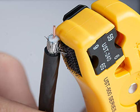 Jonard Tools UST-540 Universal Cable Stripping Tool with Cable Stop for Coax, Network, and Telephone Cables.