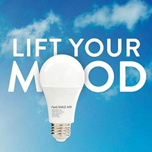 NorbSMILE Full Spectrum Sun Light Bulb - A19 9W, Boosts Energy, Mood & Performance, Supports Circadian Rhythm, Near-Perfect Color Rendering, Imitate Sunlight Indoors, BBB & US Supplier (1-Pack) by Norb