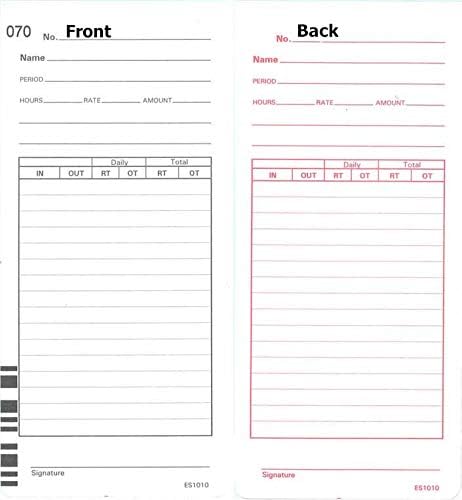 COMPUMATIC 100 ES1010 Time Cards for Acroprint ES1000 Calculating Time Recorder, Compatible by