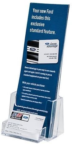 Clear-Ad Acrylic Trifold Brochure Holder with Business Card Pocket, Pamphlet Stand, Rack Card Display - LHF-P100 (Pack