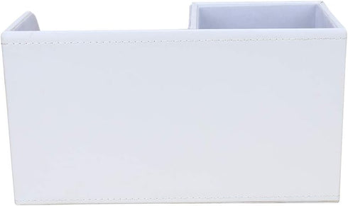 KINGFOM White Desk Organizer Caddy - Multi-function Pu Leather Storage Box for Office Supplies, Pens, Cell Phone,