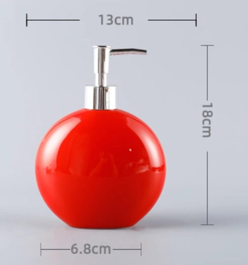 SELLONWANELO Luxury Ceramic Hand Sanitizer Press Bottle Home/Hotel Shampoo Shower Gel Lotion Bottle (Red)