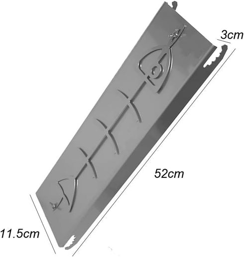 Stainless steel flame salmon holder for fire bowls and kettle barbecues, offering adjustable tilt angles and dishwasher