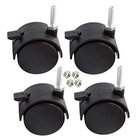 DICASAL 2" Shelving Caster, Swivel Stem Caster Wheel with 1/4" - 20 x 1" Thread Stem, Pack of 4
