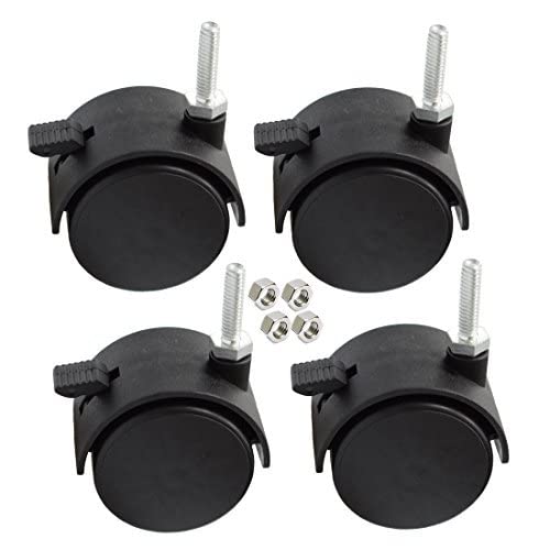 DICASAL 2" Shelving Caster, Swivel Stem Caster Wheel with 1/4" - 20 x 1" Thread Stem, Pack of 4