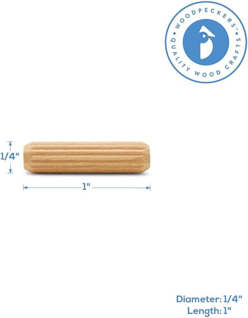 Wooden Dowel Pins 1 x 1/4 Inch, Pack of 300 for Woodworking and Crafts by Woodpeckers