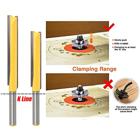 Yakamoz 2Pcs Long Straight Router Bit Set, 1/4-Inch Shank, Double Flute Wood Milling Cutter, 2" & 3" Cutting Height