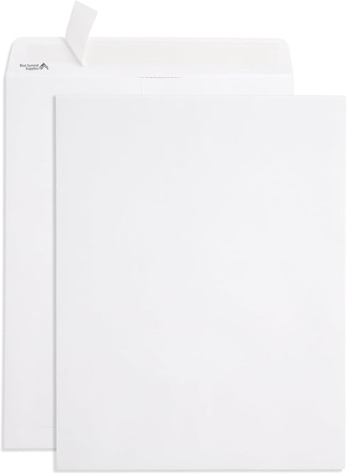 Blue Summit 50 White Catalog Envelopes, 28lb, 12 x 16 inch, Security Tinted, Strong Self Seal