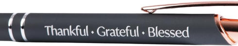 Thankful Ballpoint Pens with Black Ink, Retractable Fine Point, Touch-Screen Stylus Tip, Gifts for Women Men (Dark Grey)