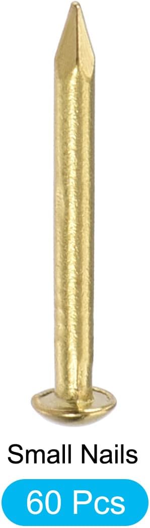 Small Nails (1.5x15mm) - 60pcs Brass Tiny Hardware Nails for Household Woodworking, Brass Tone