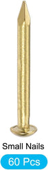 Small Nails (1.5x15mm) - 60pcs Brass Tiny Hardware Nails for Household Woodworking, Brass Tone