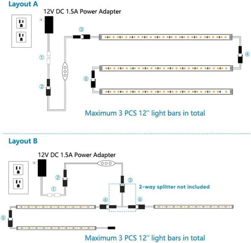 3 12 Inches Dimmable. Counter Closet 4000K Litever Under Cabinet Lights Plug in, pcs LED Light Strips. Super Bright