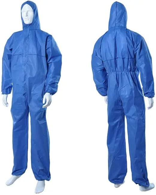 keebomed Hazmat suit, Chemical Protective Coverall, Category III, Type A, Microporous,Hood, Elastic Wrists