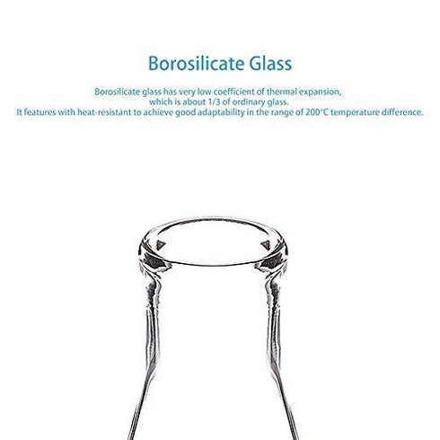 StonyLab 2-Pack Glass 50ml Heavy Wall Erlenmeyer Flasks - Narrow Mouth with Heavy Duty Rim