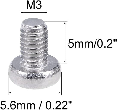 uxcell M3x5mm Machine Screws Pan Phillips Cross Head Screw 304 Stainless Steel Fasteners Bolts 30Pcs