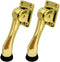 QCAA 4" Solid Brass Drop Down Door Stop, Polished Brass Lacquered, 2 Pack