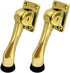 QCAA 4" Solid Brass Drop Down Door Stop, Polished Brass Lacquered, 2 Pack