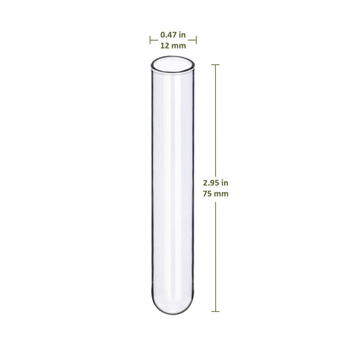 Glass Test Tubes, Pack of 100 Sturdy Round Bottom Clear Test Lab Tubes