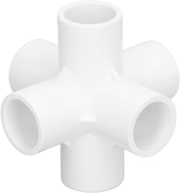 10PCS PVC Plastic Pipe Connector, 6 Way Elbow Fittings for 25mm Inner Diameter Pipe (White)
