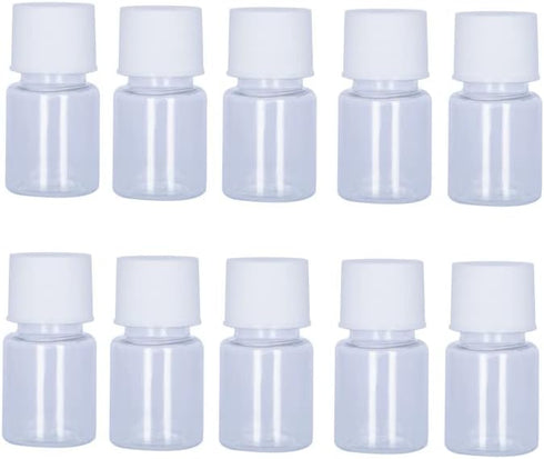 10PCS 5ml Plastic Bottles, Lab Cylindrical Chemical Reagent Bottles for Liquid & Solid Storage (White)