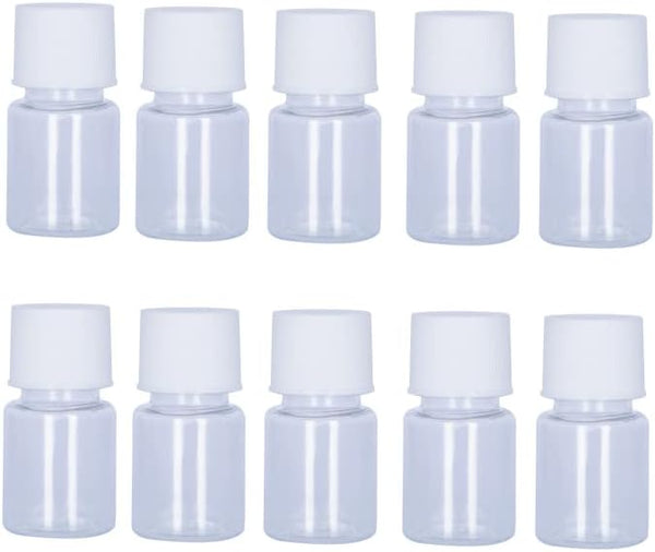 10PCS 5ml Plastic Bottles, Lab Cylindrical Chemical Reagent Bottles for Liquid & Solid Storage (White)